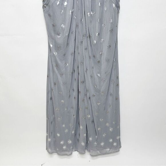Adrianna Papell E Red Carpet Knot Front Metallic Mesh Gown Silver Size 14 - Picture 11 of 16